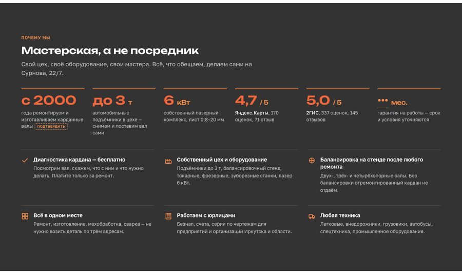 Блок «Почему мы»: подтверждённые факты и рейтинги с карт